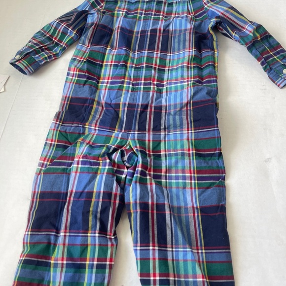 Polo Ralph Lauren Size 12 Mo Baby Boys Stretch Plaid Coverall Navy/Red Multi NWT - Picture 4 of 5